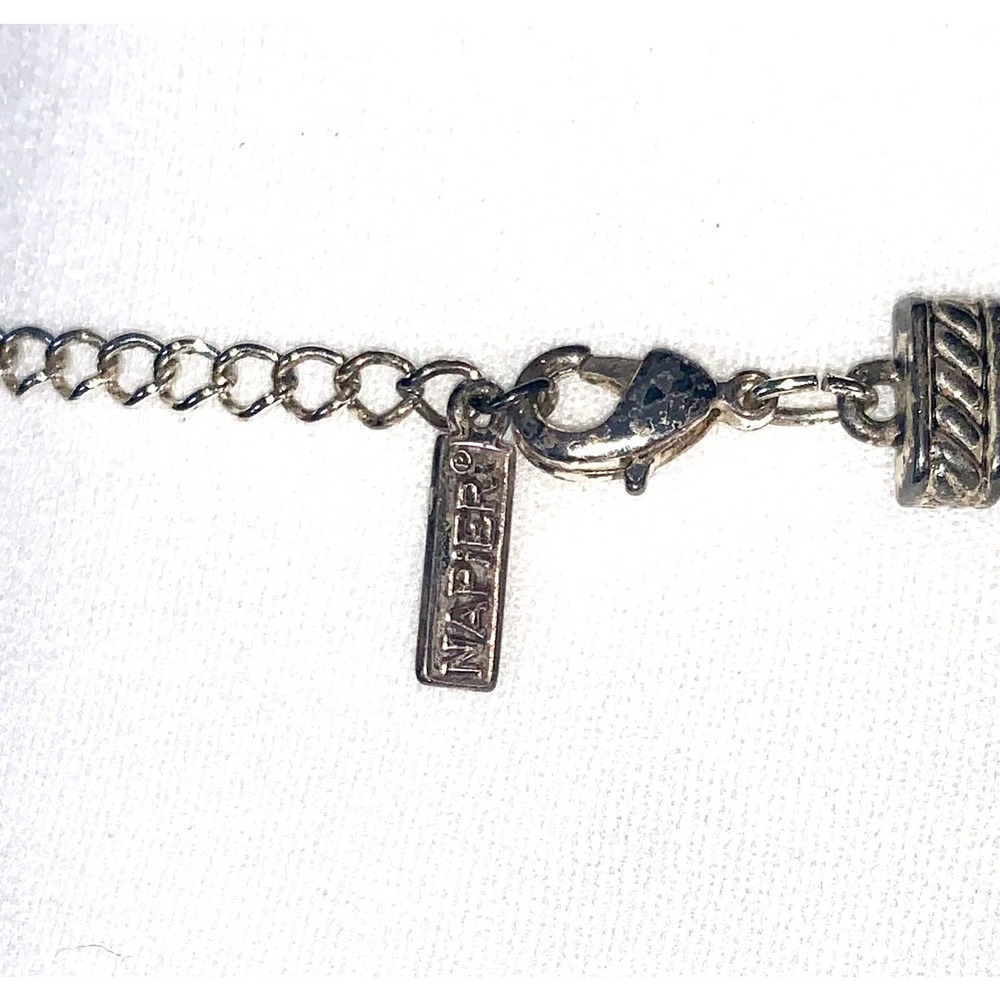 Napier Silver Black Beaded Double Strand Statement Necklace EUC - Picture 5 of 5